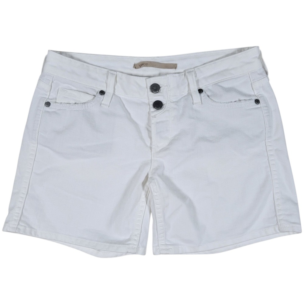 Vince Luce Jean Shorts Womens 26 White Denim Cotton Blend Low Rise Casual Summer